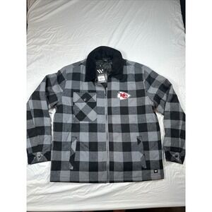 NFL Kansas City‎ Chiefs Wild Collective Mens Flannel Jacket - L Plaid
